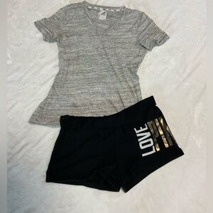 Vintage PINK Victoria's Secret Heather Gray Top and Black  Bottoms
